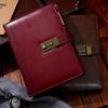 CAGIE System Planner A5 Lockable Notebook Antique Diary with Business Card Gift for School Waterproof PU 230 x Red Lock, Loose-leaf, 6-ring Ring,