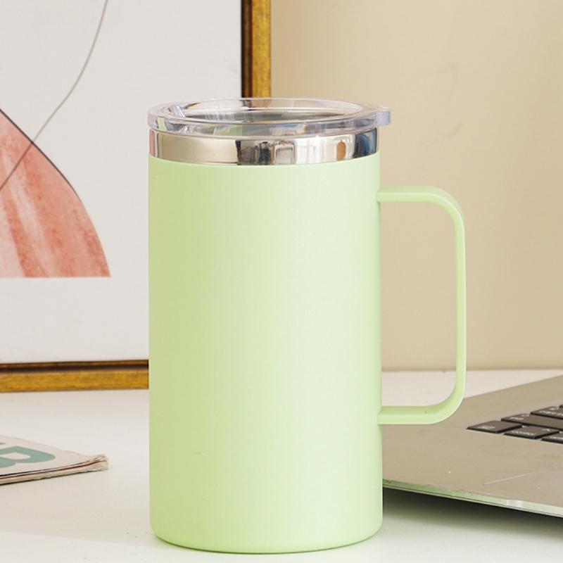 650ML Stainless Steel Water Bottle with Lid and Handle Double Layers Portable Simply Style Coffee Mug Heat Insulation Milk Cup