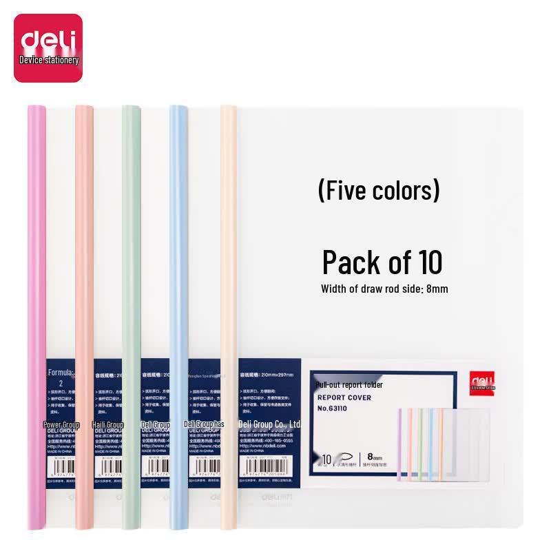 Deli 63110 A4 Transparent Slide Binder Folders, 10-Pack