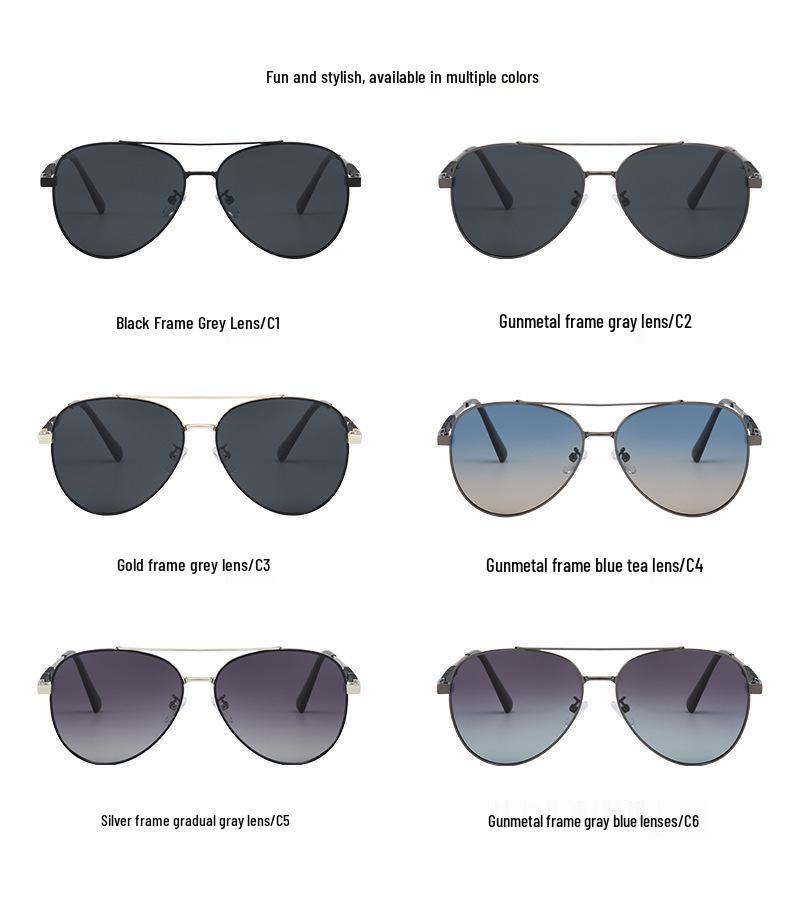 J8588 Ultra-Light European Aviator Sunglasses: Men's Large Frame Polarized UV Protection for Driving and Fishing.