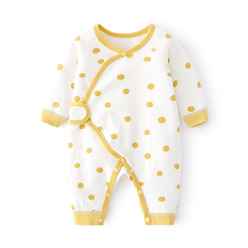 Polka Dot Pure Cotton Velcro Baby Romper - Spring/Autumn Newborn Bodysuit