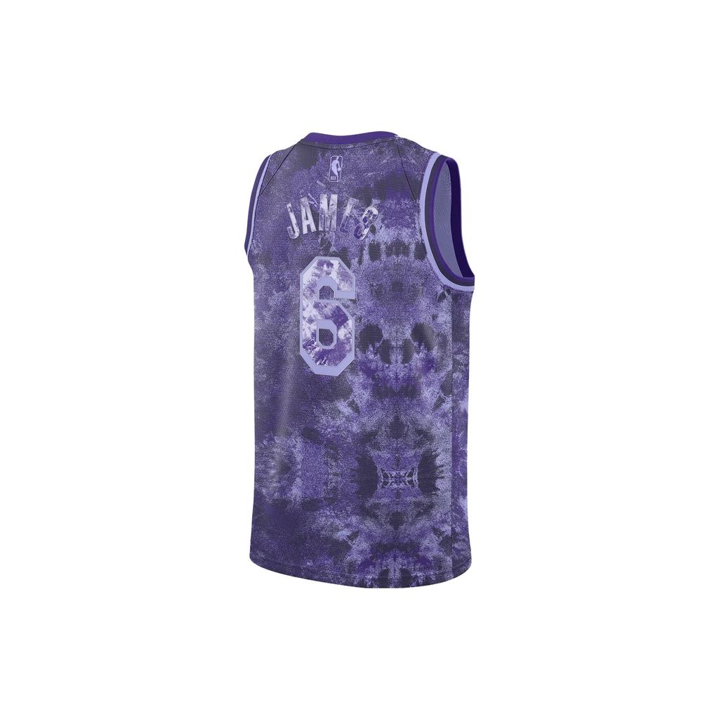 Nike Tie-Dye Basketball Jersey 22-23, Lakers LeBron James #6 Men Tops Purple FD4093-580