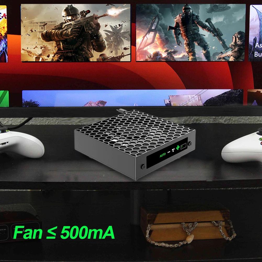 For Xbox Series X RGB Cooling Fan 3 Level Adjustable Speed Temperature-Controlled Cooling Fan System with Headset Holder