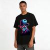 Neon Skull Gentleman Print Cool Casual Short Sleeve T-Shirt Pure Cotton T-shirt