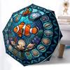 Ocean Glass Pattern Umbrella, Portable and Foldable Design, 8 Ribs, a Casual Accessory for Halloween, Christmas, and Birthday Gifts.