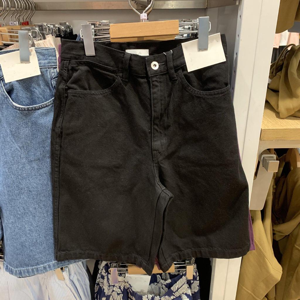 Japanese Women's Washed Denim Bermuda Shorts, Mid-Length Straight Leg, Spring/Summer Collection, Style 25.