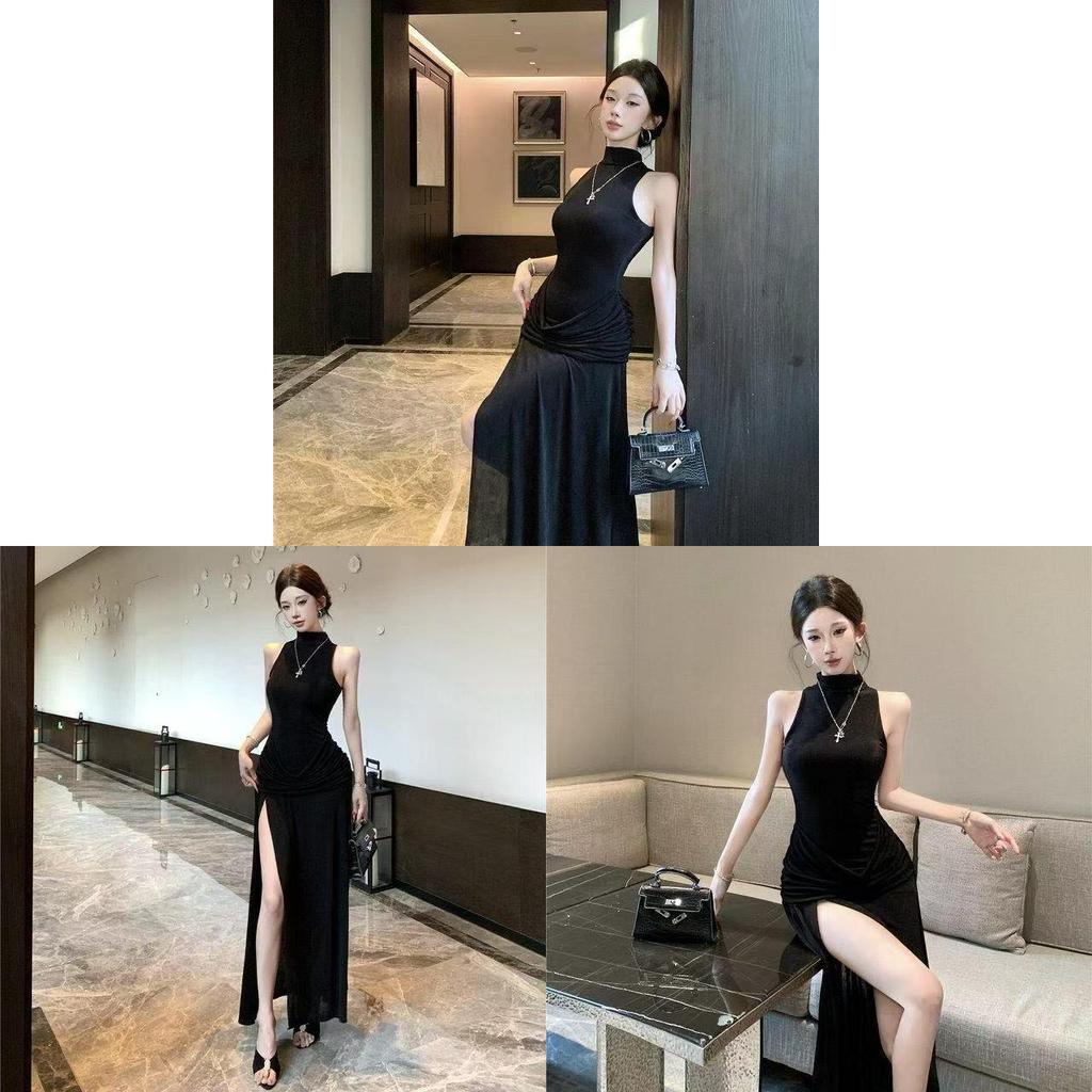 Women Elegant Sleeveless Bodycon Dress With Pleats For Summer Party Wear