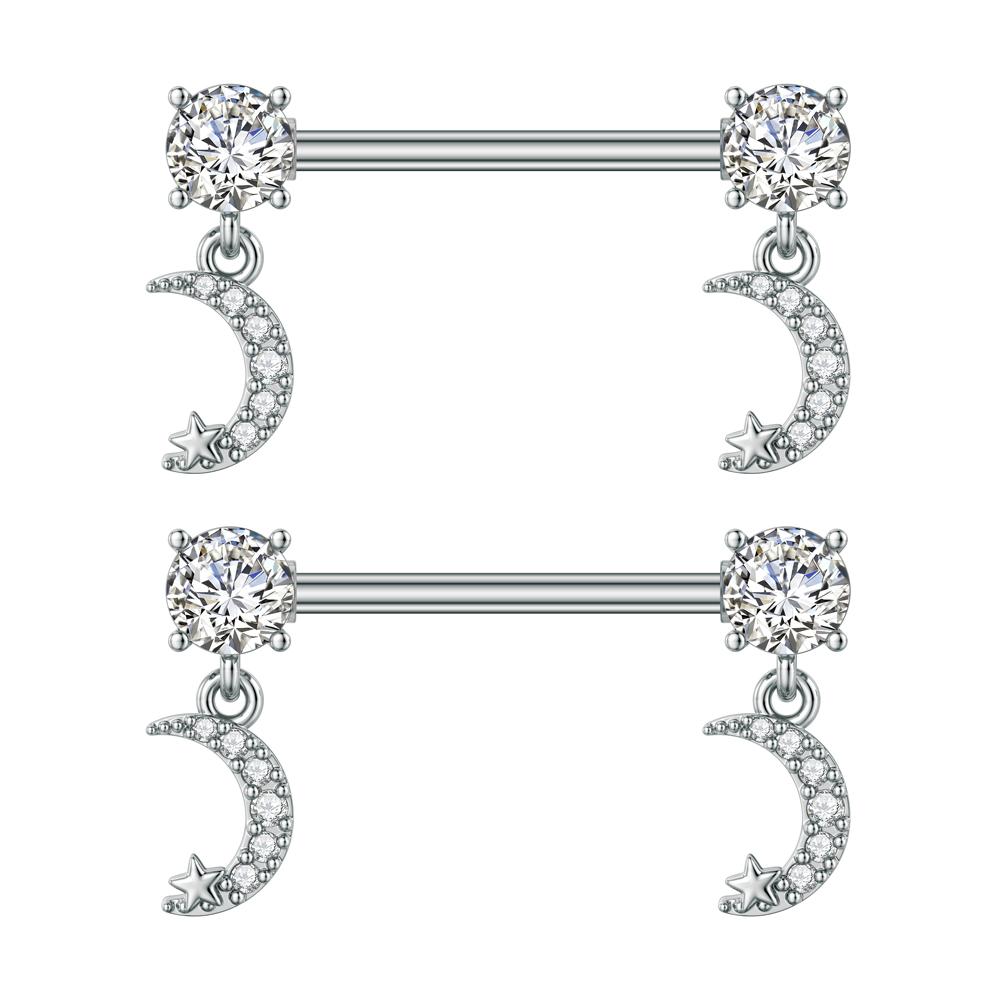 2 bucăți drăguț urs fluture dangle piercing mamelon oțel inoxidabil cruce stea agățat mamelon scut barbell pentru femei inele mamelon