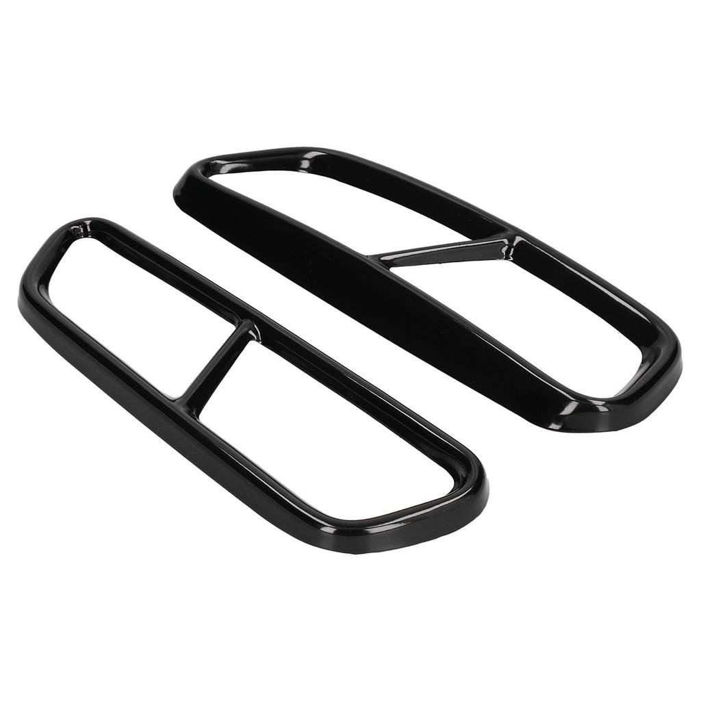 Car Quad Exhaust Tip Trim Stainless Steel Gloss Black Replacement for A6 C7 2016‑2018