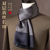 Spring And Autumn Men'S Scarf Winter Double-Sided Silk Scarf Simulation Silk Mulberry Silk Dark Blue Send Middle-Aged Dad Men'S Scarf