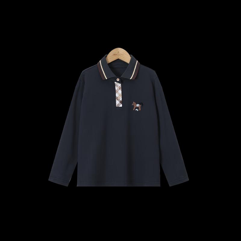 Unisex Kids' Long-Sleeve Anti-Pilling Cotton Polo Shirt