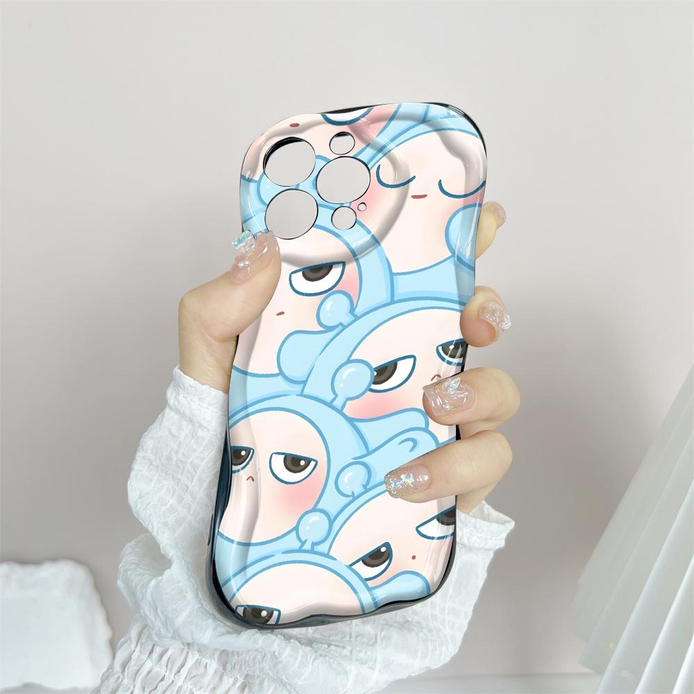 Cartoon Pattern Cream Texture Casing Wavy Edge Soft Silicone Cover Phone Case for IPhone Samsung Huawei Honor Xiaomi Redmi OPPO Realme Vivo Infinix