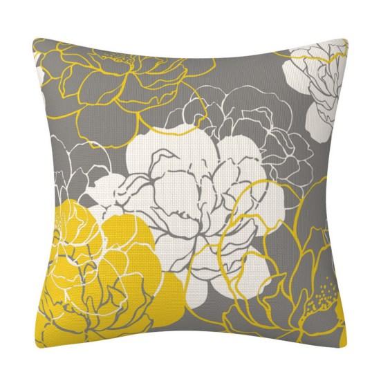 45x45CM Modern Square Pillow Shams Flower Pattern Pillowcase Hidden Zipper Closure Sofa Cushion Cover Home Bedroom Bedding Decoration