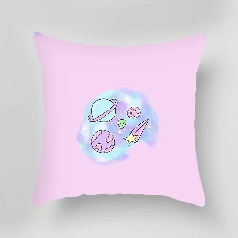 Cute Cartoon Printed Pattern Polyester Cushion Cover for Home Living Room Sofa Car Hotel Decoration Throw Pillow Pillowcase