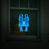 Halloween Wall Sticker Glow-in-the-Dark Creepy Twin Girl Sticker Self Adhesive