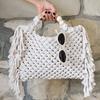 Female Tote Bags Large Capacity Luxury Designer Handbag For Women  Knitting Tassel Beading Decorate Purse Ladies Beach Bag