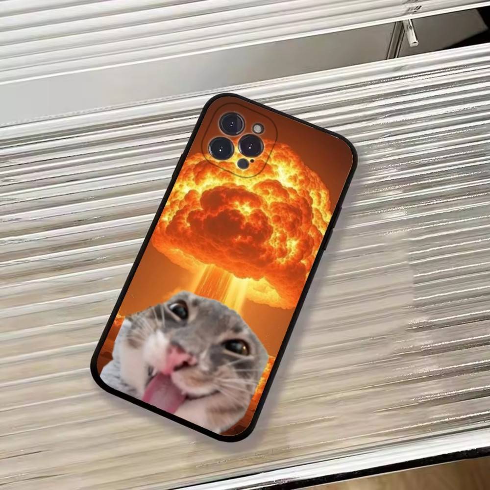 

Милые кошачьи мемы Чехол для телефона Для iPhone 17,16,15,14,13,12,11 Plus,Pro Max,XS,Мягкий силиконовый Черный чехол iPhone14Plus