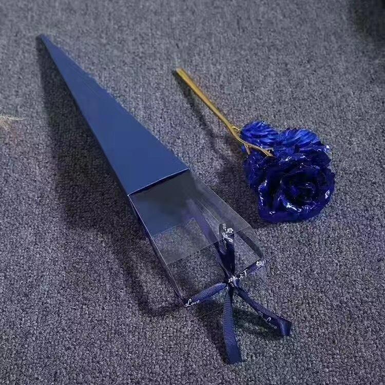 1Pcs Pop Valentine's Day Gifts Gold Foil Rose Flower Handcrafted Handmade Dipped Long Stem Artificial Flower Drop Shipping