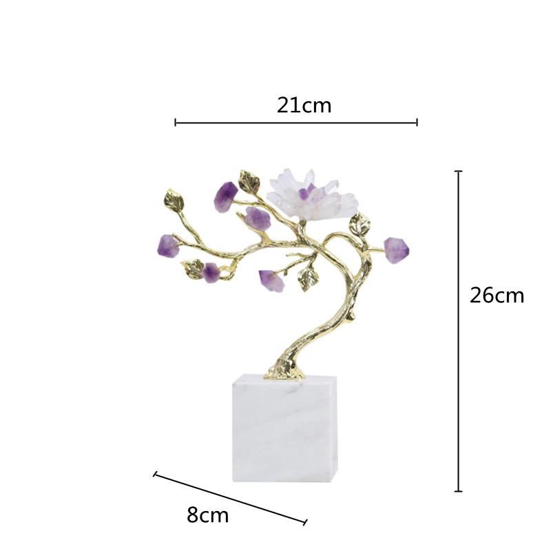 Amethyst Tree Golden Crystal Tree Simulated Plant Sculpture Crystal Flower Decorative Figurines Metal Figurine Home Accessories