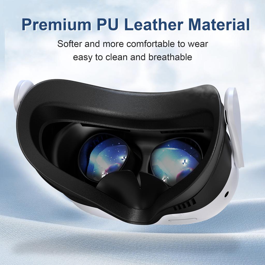 Cool Fan Ficial for Meta Quest 3S Accessories heat dissipation Face Protective Cover PU Leather for Quest 3 VR HeadSet Pressure