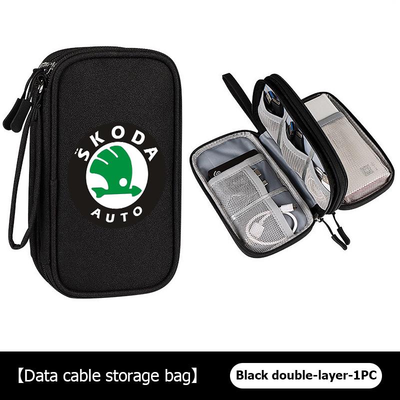 AAABR1 Travel Portable Digital Accessories Storage Bag Organizer For Skoda Kamiq Karoq Octavia 2 3 Rapid Scala Kami Fabia VII VRS