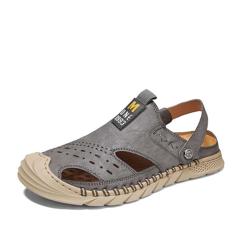 

МодныеКлассические Мужские Сандалии Летние Черные Кожаные Мужские Пляжные Сандалии Мягкие Удобные Мужские Уличные Пляжные Шлепанцы Слипоны Мужские Сандалии 43 серый