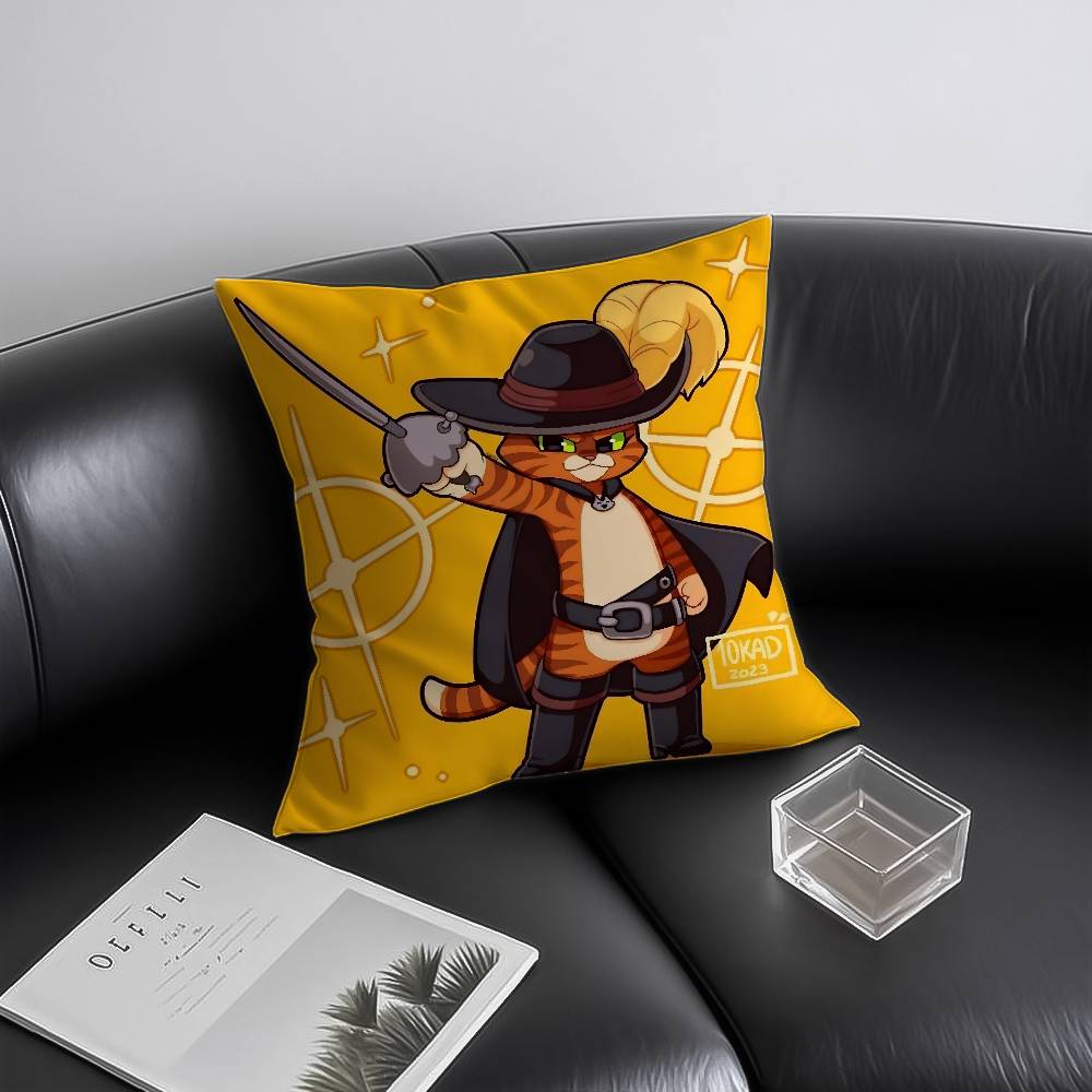 P-Puss in B-Boots Pillow Case Anti-dustmite Invisible zipper Sofa Bed 16x16Inch