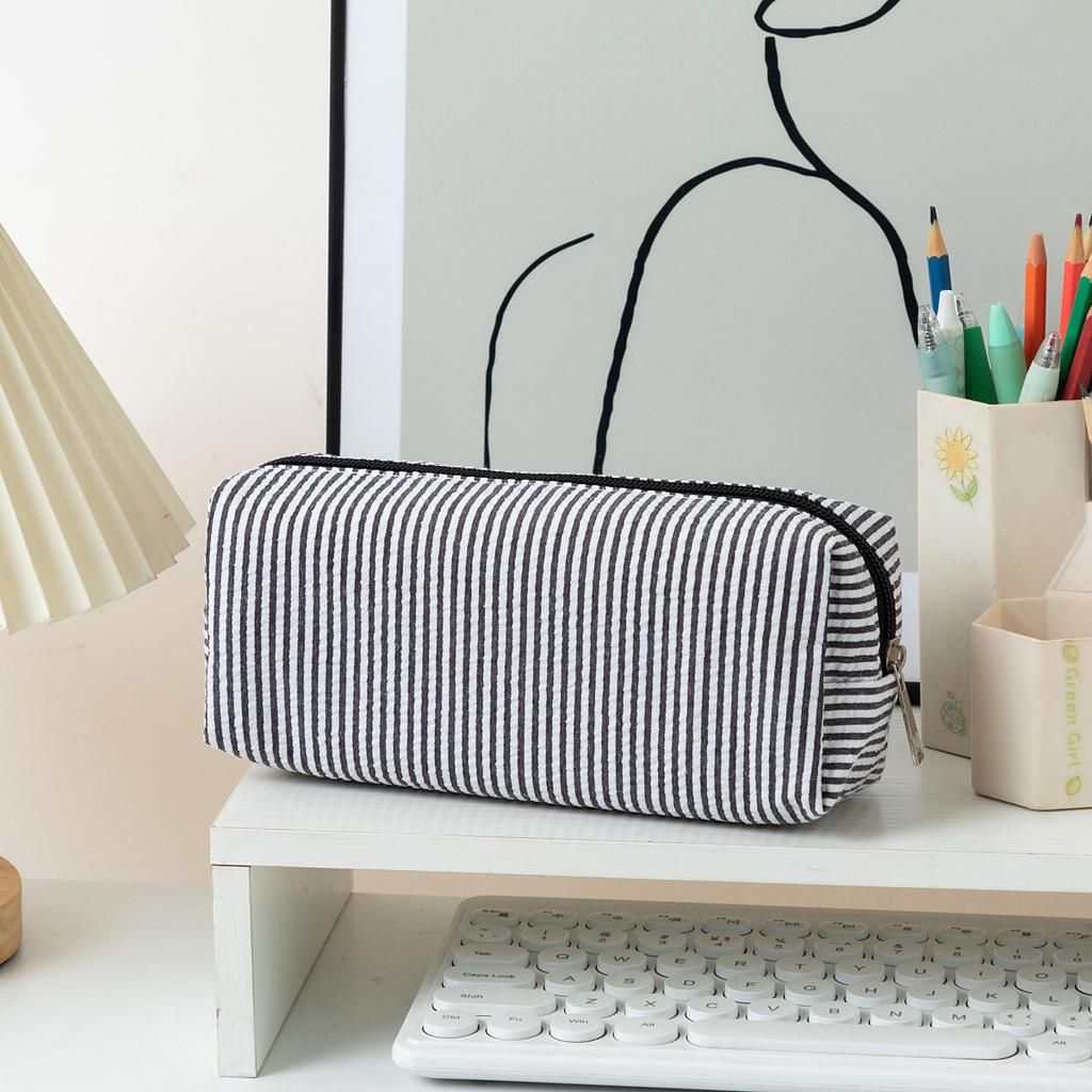 1pz Astuccio con Motivo a Righe Colorate con Cerniera Liscia Borsa per Cancelleria Bellissima Pochette A3141
