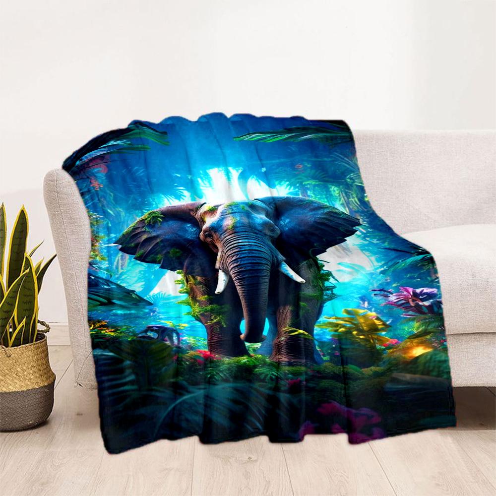 Colorful Elephant Garden Blanket Suitable for Offices, Travel, Living Rooms Also a Good Gift for Friends and Family Suitable for All Seasons.