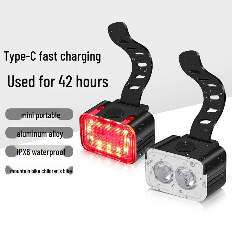 Bright USB-C Rechargeable Waterproof Bicycle Light Set with Aluminum Front and Rear Lights
