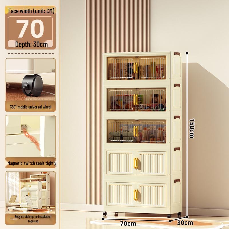 70-90cm No-Install Folding Storage Cabinet for Home, Living Room, Bedroom, Multi-layer Wardrobe, Sundries Organizer.