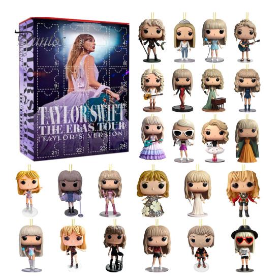 Vánoční adventní kalendář 2024 24 dní Kreslené akrylové figurky Ozdobná sada Vánoční odpočítávací kalendář pro milovníky hudby