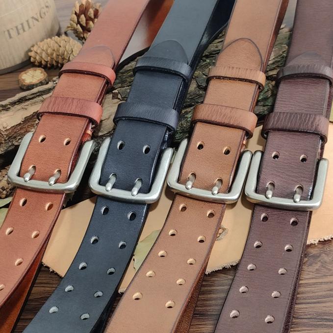 Belt Men's Special Forces Double Pin Buckle Genuine Leather First Layer Pure Cattlehide Retro Casual Belt