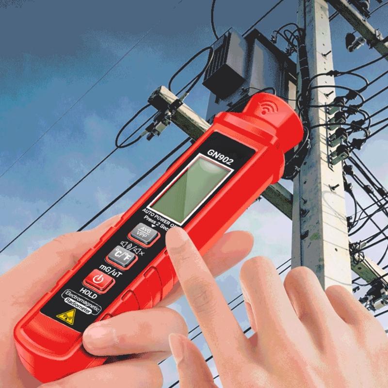 3 in 1 Digital Display Electromagnetic Radiation Detector Measure Electric Magnetic Temperature with Sound Light Alarms