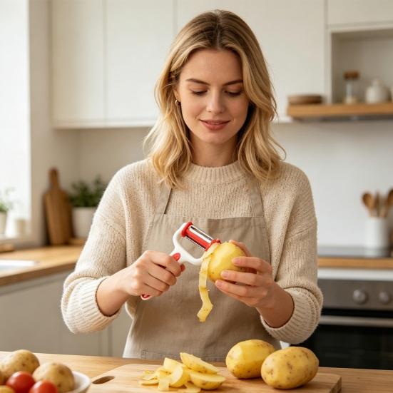 3 in 1 Swivel Vegetable Peeler, Rotating Stainless Steel Fruit Cutter, Multifunctional Kitchen Tool for Potato Apples Carrot