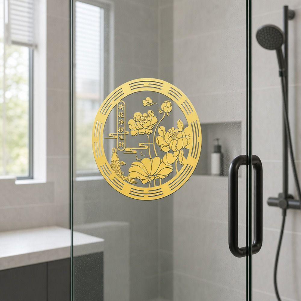 Lotus Flower Design Lily Lotus Decal 6CM Metal Decal Door Decoration Lotus Sticker  Kitchen Sink