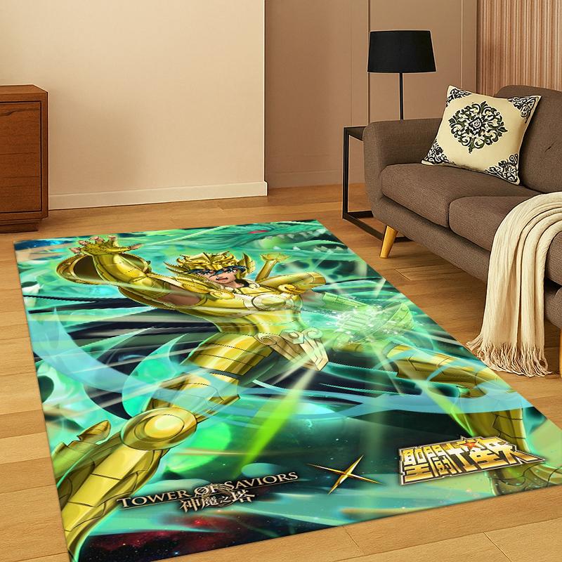 Cartoon Saint Seiya Anime Carpet Rug for Bedroom Living Room Sofa Playroom Doormat Home Decor,Kid Game Area Rug Non-slip gift