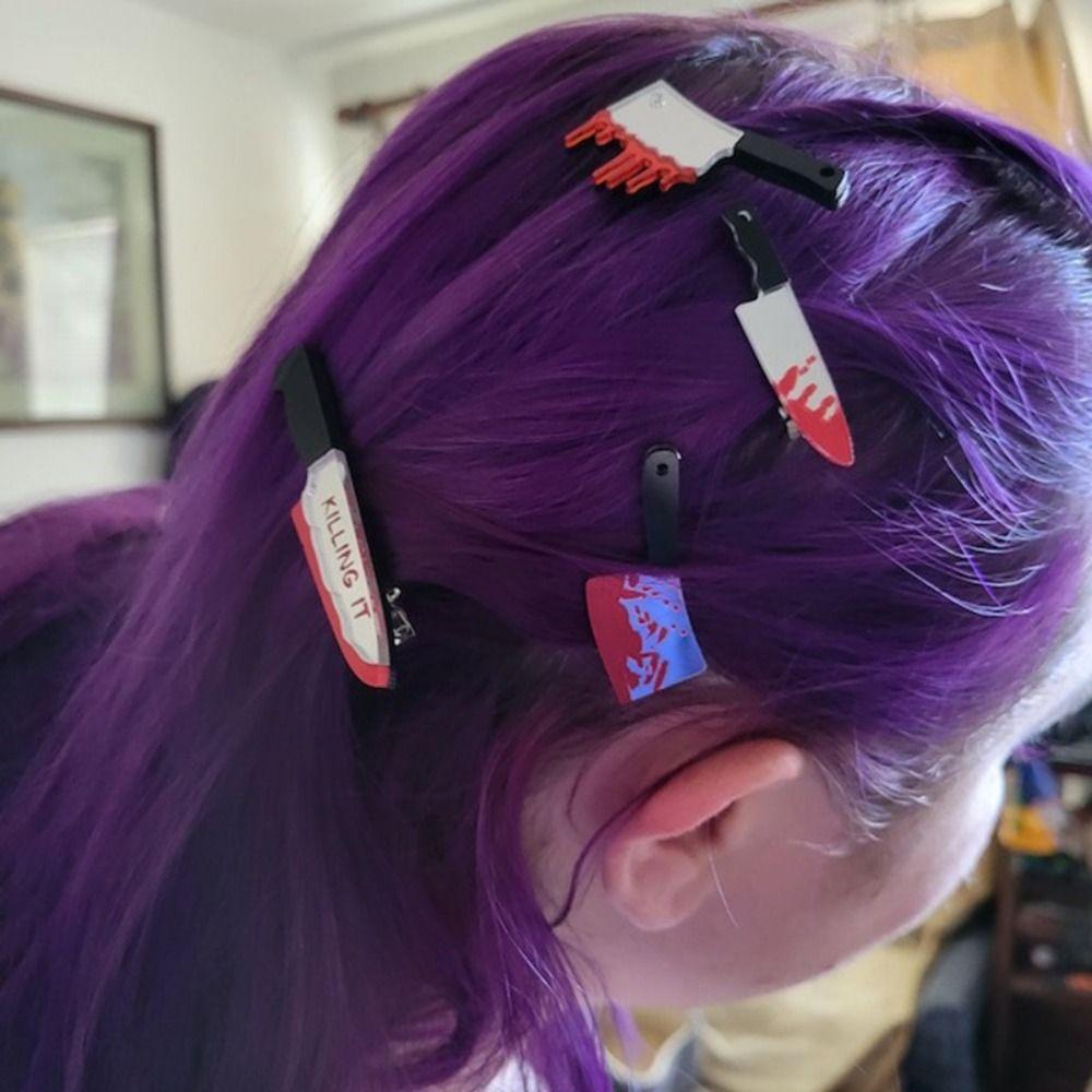 

Acrylic Dagger Hair Clips Punk Tableware Knife Clips New Bloody Knife Hair Clips Lady