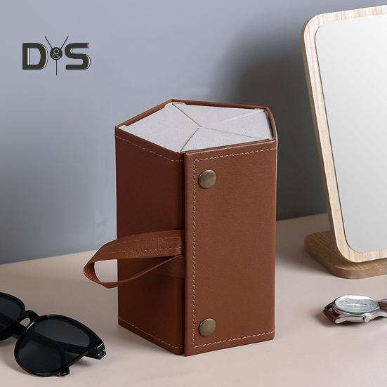 Etui na okulary podróżne składane zapięcie zatrzaskowe pętla do zawieszania wewnętrzne lusterko okulary przeciwsłoneczne organizer na biżuterię skóra wegańska ochronna torba do przechowywania