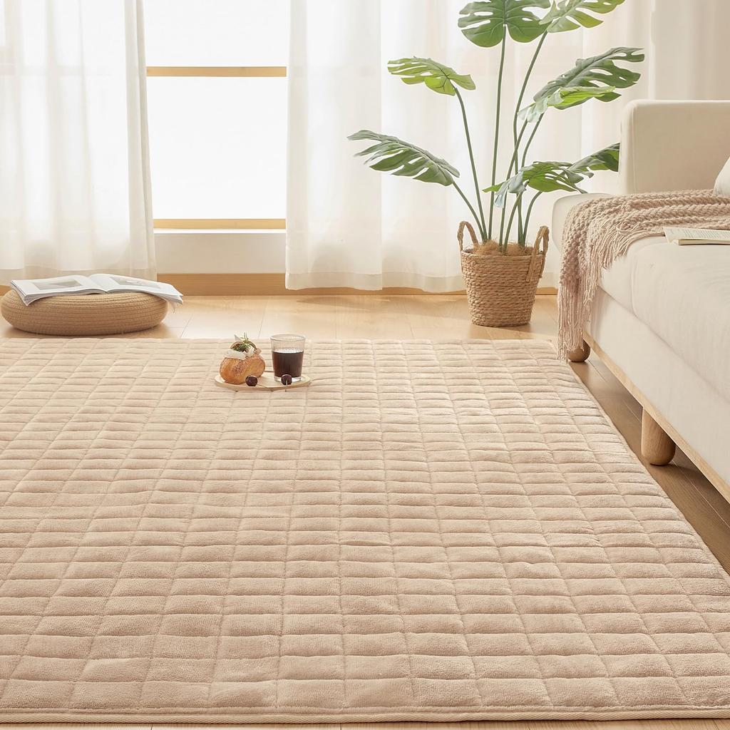 VK Living Mocha Flannel Quilted 190x240cm 3 Tatami and Odor Suitable for Compatible with Underfloor Heating and Hot Carpets Rug, Rug, (approximately