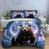 Bear Under Full Moon Night Bedding Duvet Cover Set Duvet Cover Pillowcases  (1*Duvet Cover 2*Pillowcases, without duvet insert)