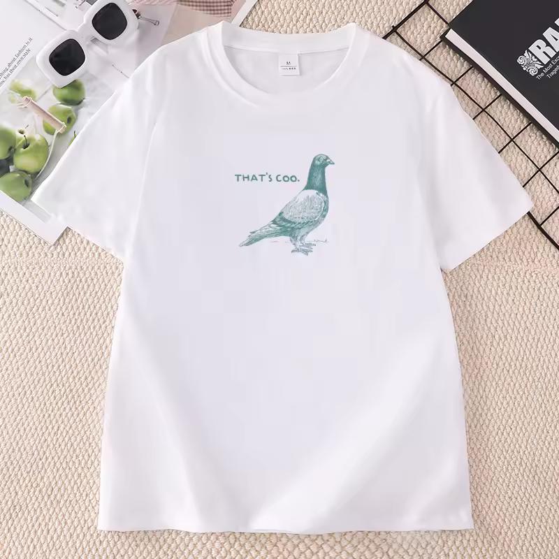 Funny Pigeon Tshirt Graphic Tee Bird Lover T-Shirts Men Women Casual Round Neck Printed Cotton Short Sleeve T Shirts Streetwear