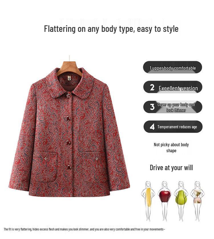 2026 Stylish Spring/Autumn Lapel Jacket for Middle-Aged and Elderly Women