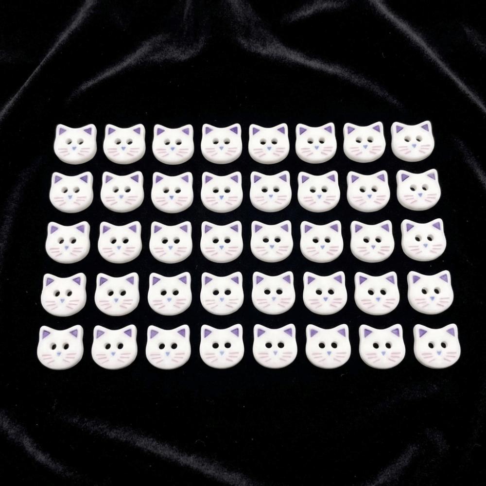 40pcs Fashionable 12mm Kitty Buttons Cute Creative Calico Cat Buttons Colorful Resin Kitten Head Buttons Cardigan Sweater