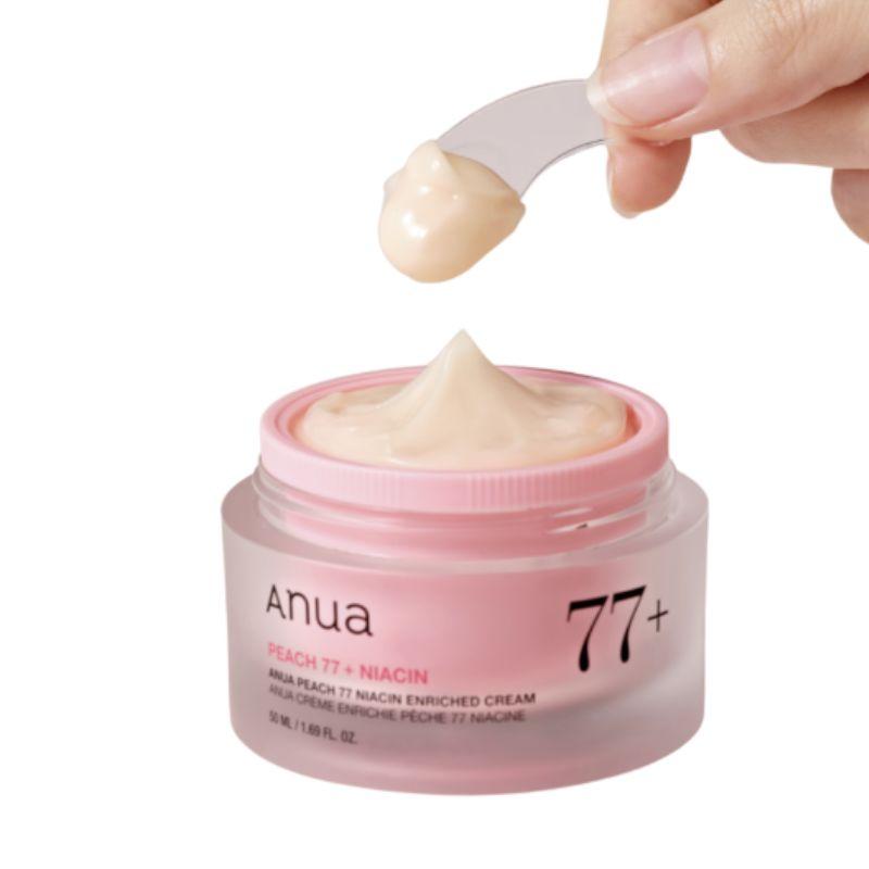 Anua Pfirsich 77 angereicherte Niacin-Creme (50ml) | 77% Prunus Persica Extrakt & Niacinamid | Koreanische Glass Skin | Barrierereparierende Gesichtscreme