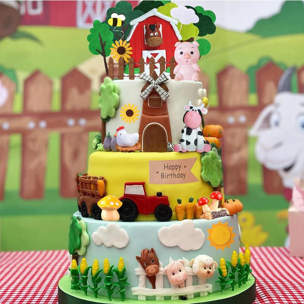Farm Animal Cake Decoration Farm Animal Birthday Cake Topper Cow Cake Decoration for Farm Animal Baby Shower Birthday Party Deco
