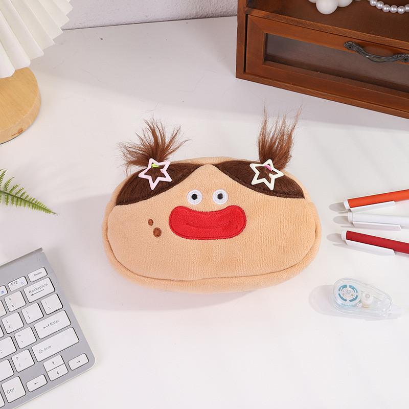 Cartoon Plush Pen Case With Large Capacity For Students And Creative Stationery Storage