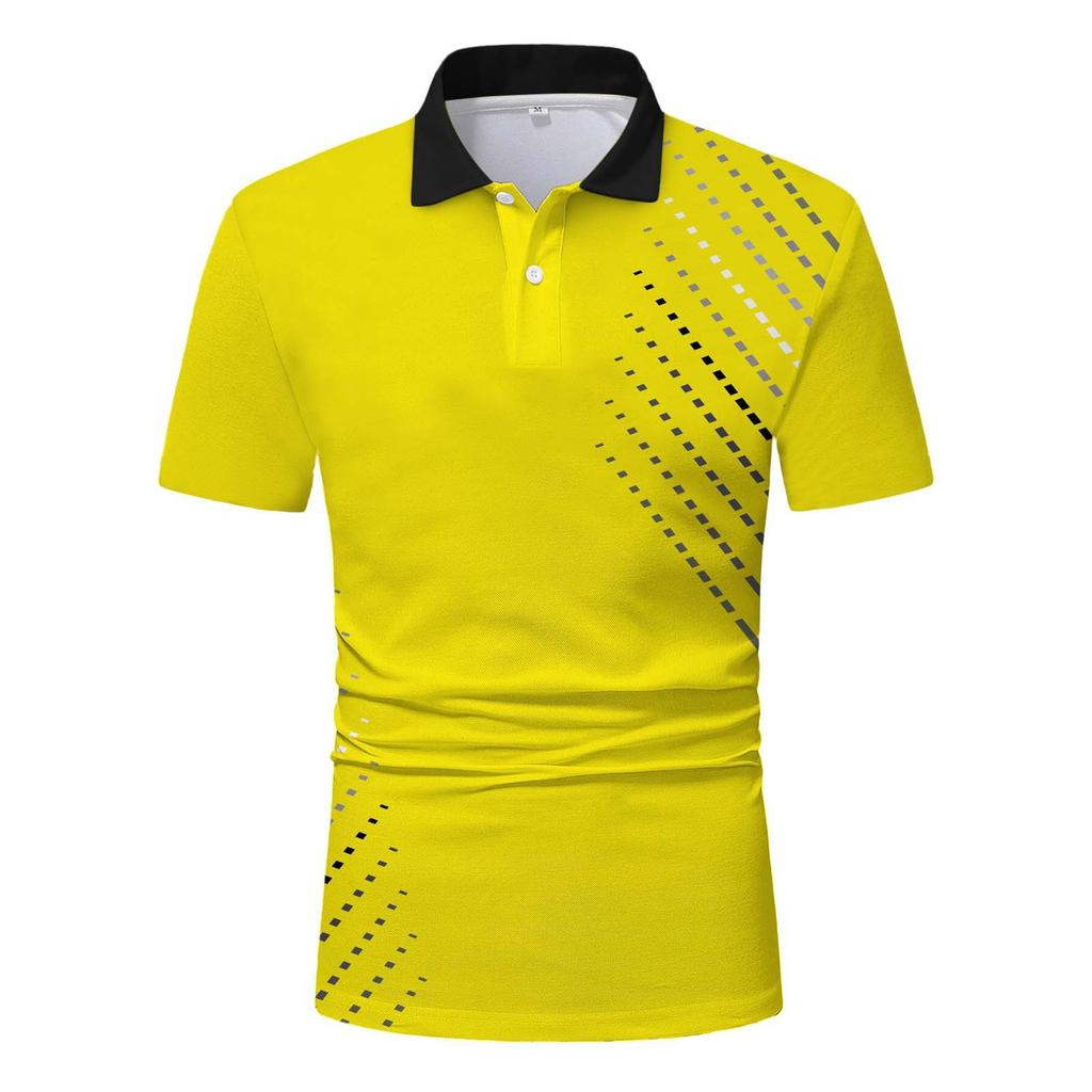 Trendy Geometric Short Sleeve Polo Shirt, Versatile Casual Top for Daily Wear