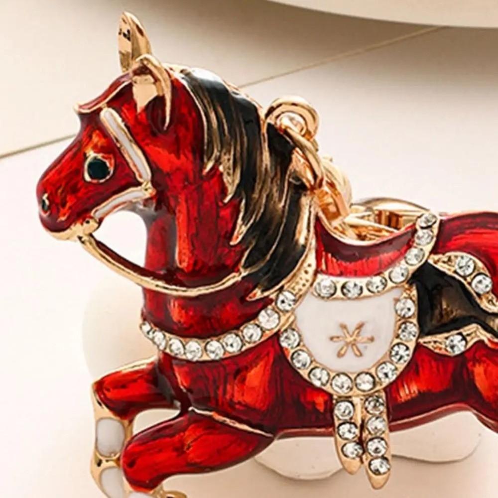 Elegant Zodiac Horse Keychain Sparkling Backpack Pendant Jewelry Car Key Chain  for Women Men