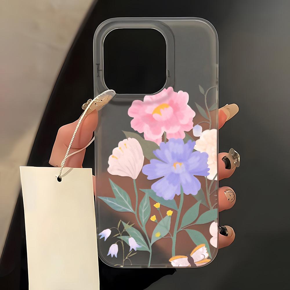 Aesthetic Colourful Flowers Print Clear Phone Cases For iPhone 17 16 15 13 12 11 ProMax Pro Plus Full Protection Phone Cover